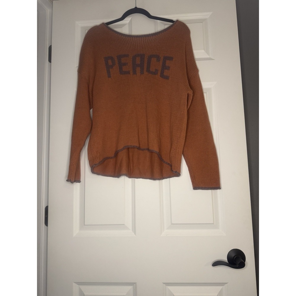 Natural Life Rust Orange Knit Sweater Purple Peace Stitching Xs/s